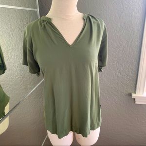 Army green short sleeved flowy top